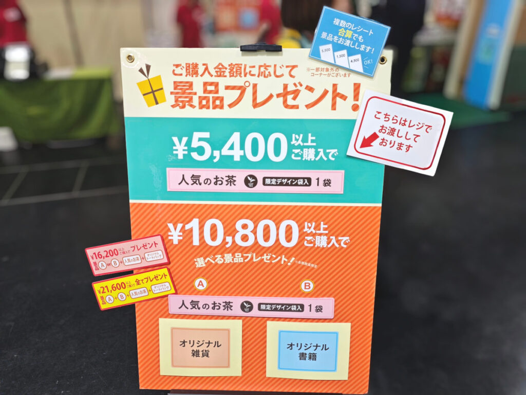 購入金額に応じた景品の条件